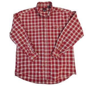 Roper Shirt Mens Large Red Plaid Western Cowboy Farm Ranch Work 100% Cotton